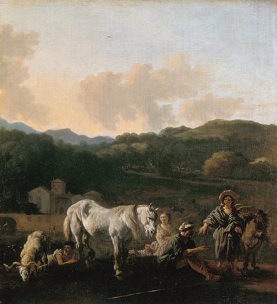 Peasants and a White Horse by Karel Du Jardin